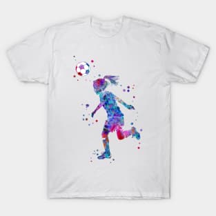 Soccer Player Little Girl Heading the Ball T-Shirt